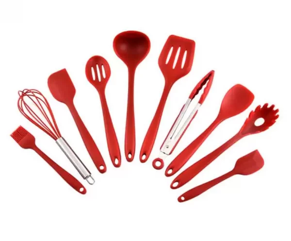 10Pcs silicon kitchen utensil set supplier